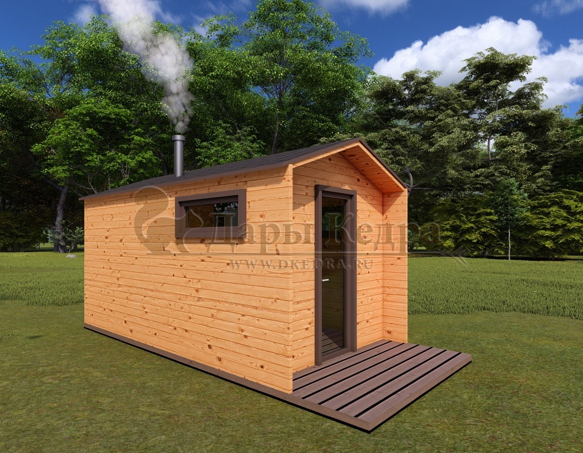 Каркасная баня Барн из кедра 4х2,3 м