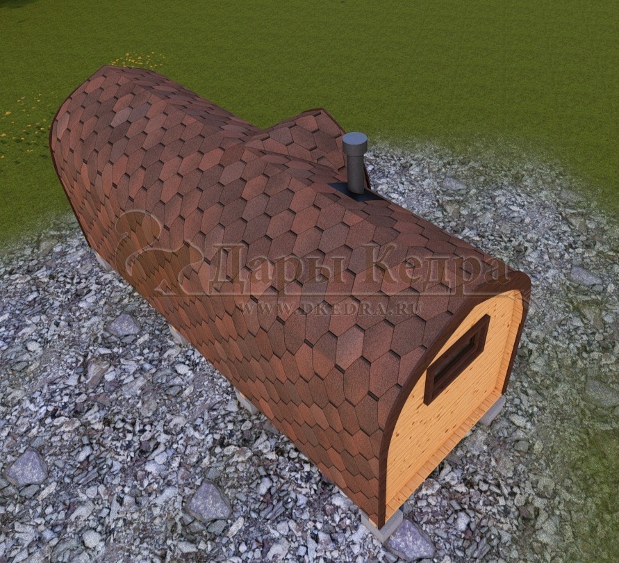 Баня «Викинг» из кедра 6х2,2 м с боковым входом